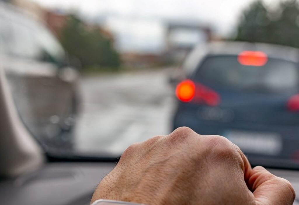 Man driving on the road in Texas