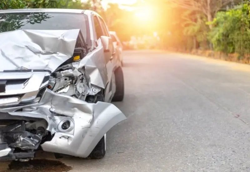 Car on the side of the road after accident