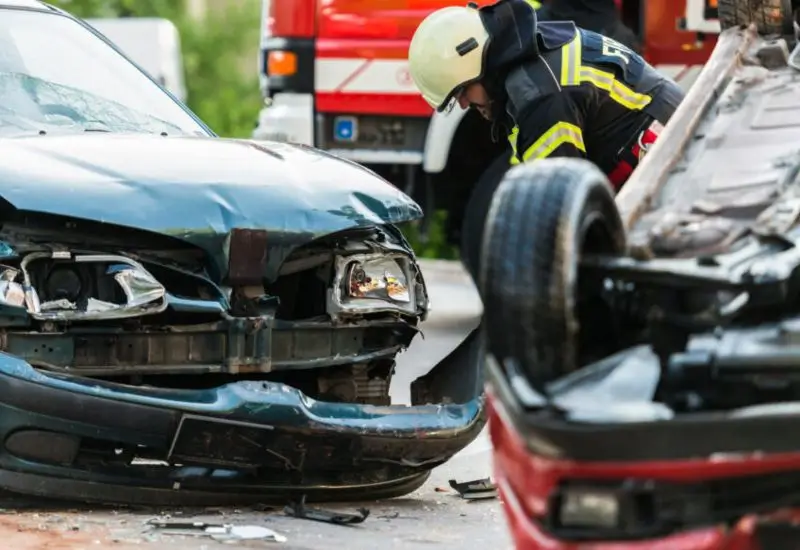 Car flipped over after major car accident