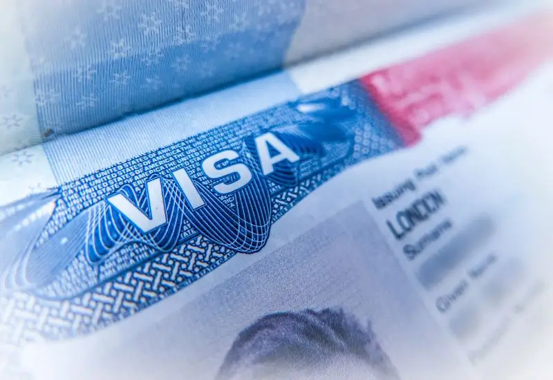 Close up of USA visa