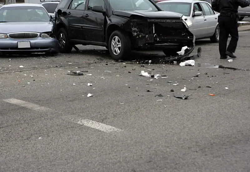 Multi-vehicle collision in the middle of the road